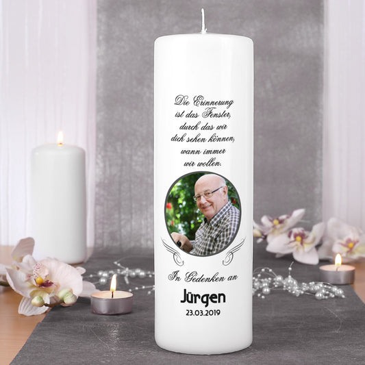 Personalisierte Trauerkerze mit Foto - "Die Erinnerung"