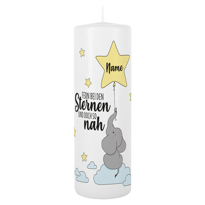 Bedruckte Trauerkerze für Sternenkinder - Fern bei den Sternen