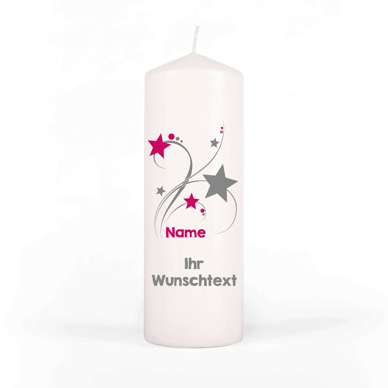 Trauerkerze mit Sternen und Name - pink