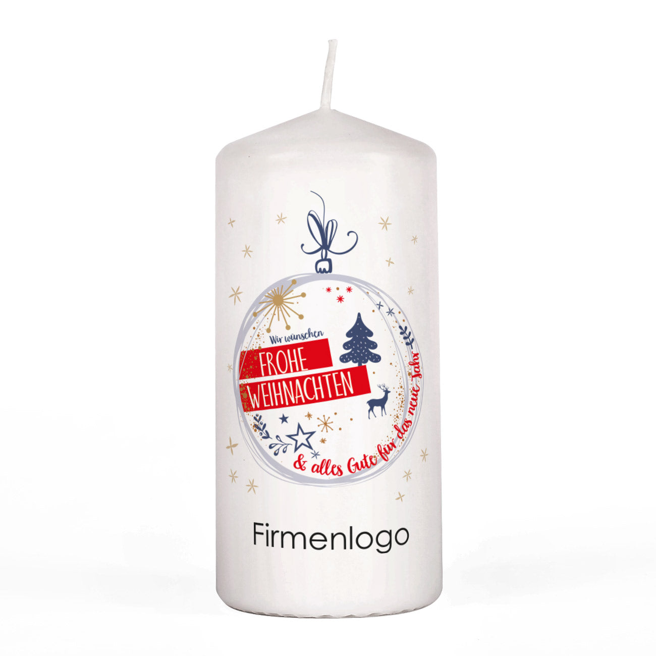 Weihnachtliche Kerze mit Firmenlogo