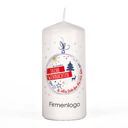 Weihnachtliche Kerze mit Firmenlogo