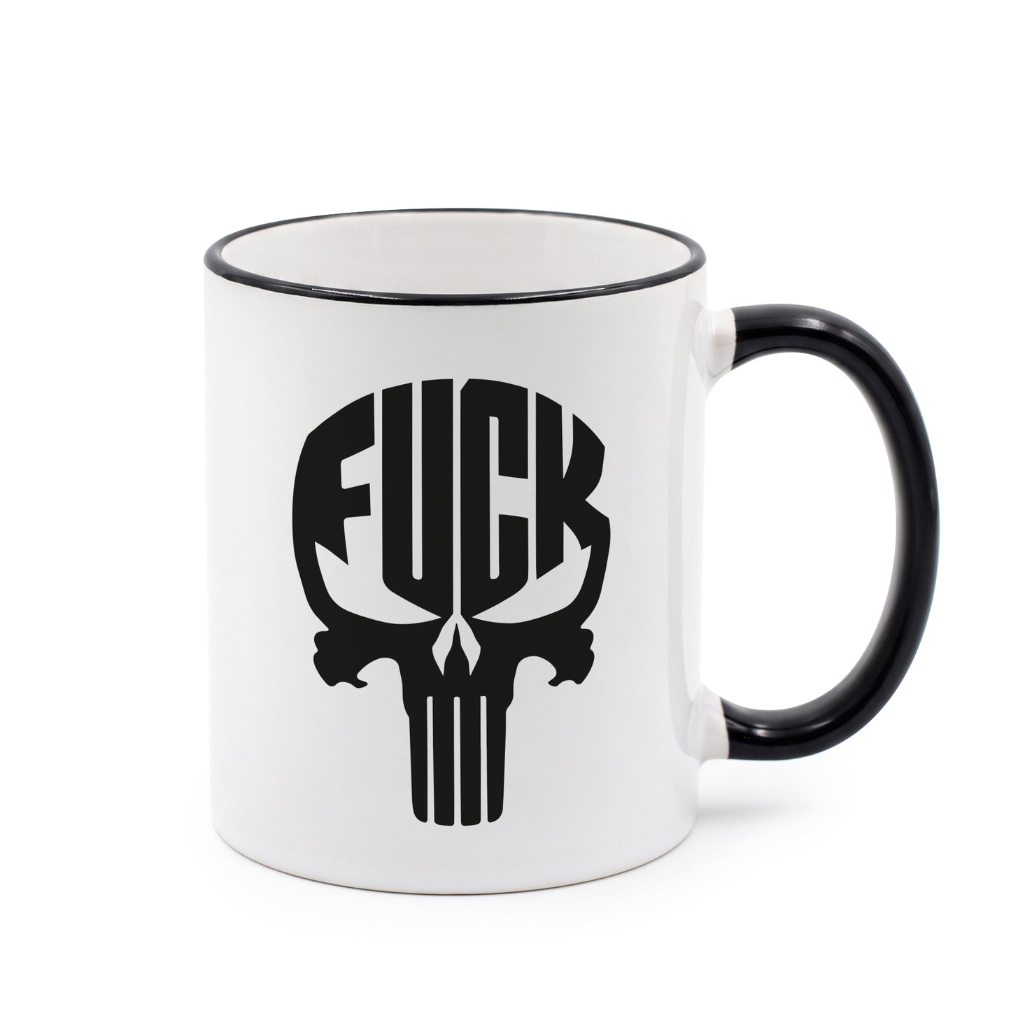 Schwarze Rand Henkel Tasse "Totenkopf FCK"