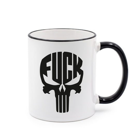 Schwarze Rand Henkel Tasse "Totenkopf FCK"