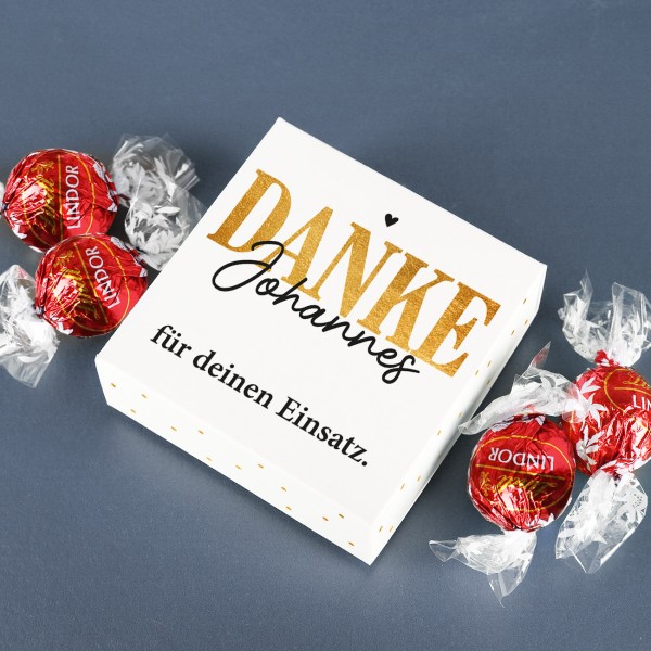 Lindor Pralinen in personalisierter Pappbox als Dankeschön