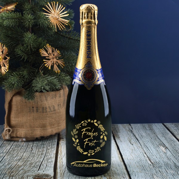 Pommery Champagner zu Weihnachten mit Firmenlogo