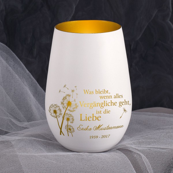 Weißes Muster Windlicht - Was bleibt ist die Liebe